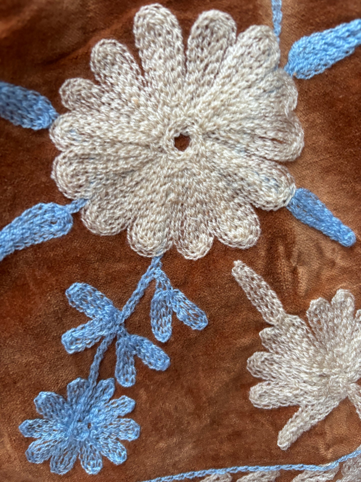 Suzani velvet  Gilet bruin blauw