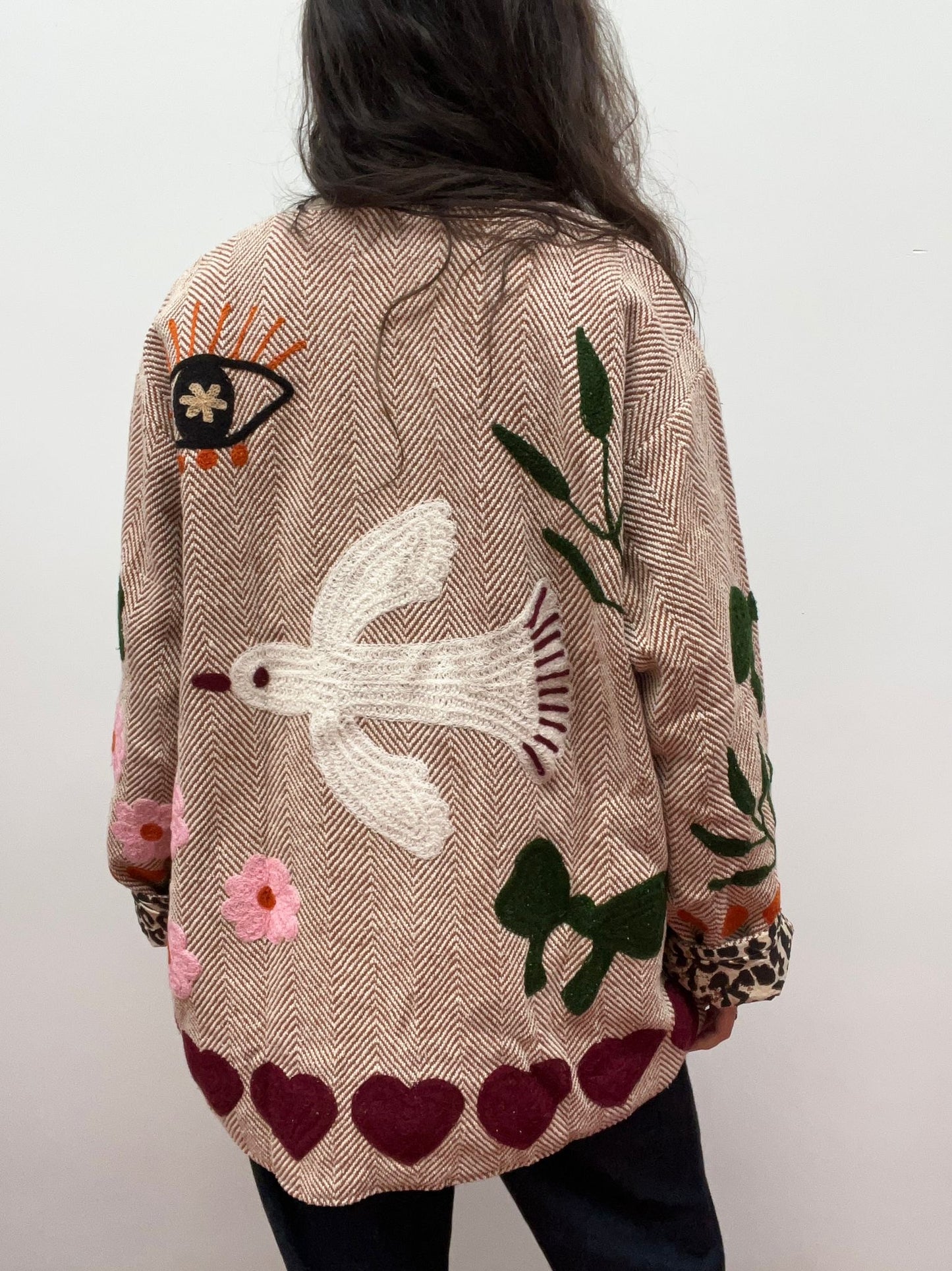 Tweed embroidery jacket birds