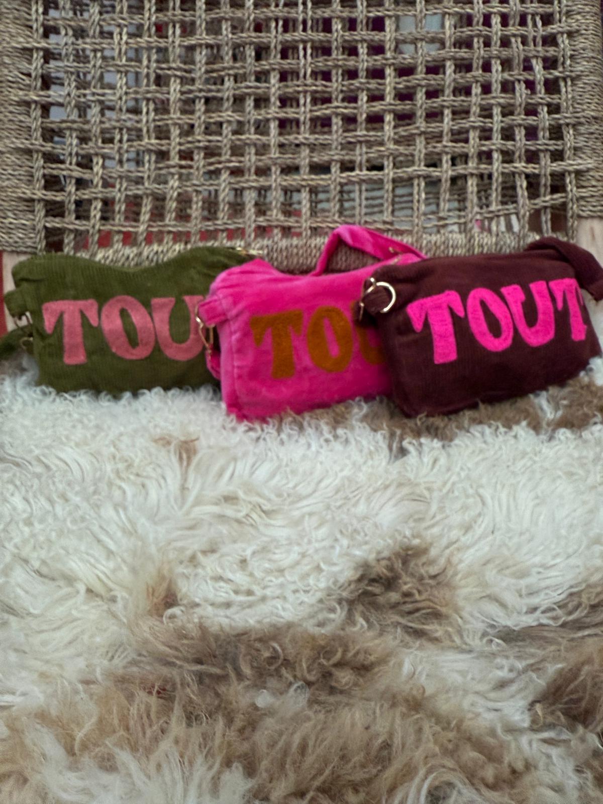 Corduroy embroidery "TOUT" tas