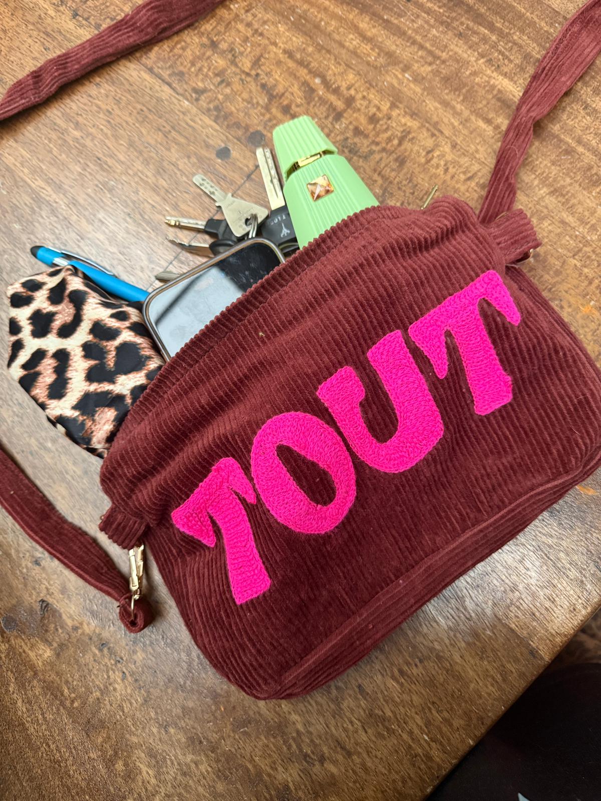 Corduroy embroidery "TOUT" tas