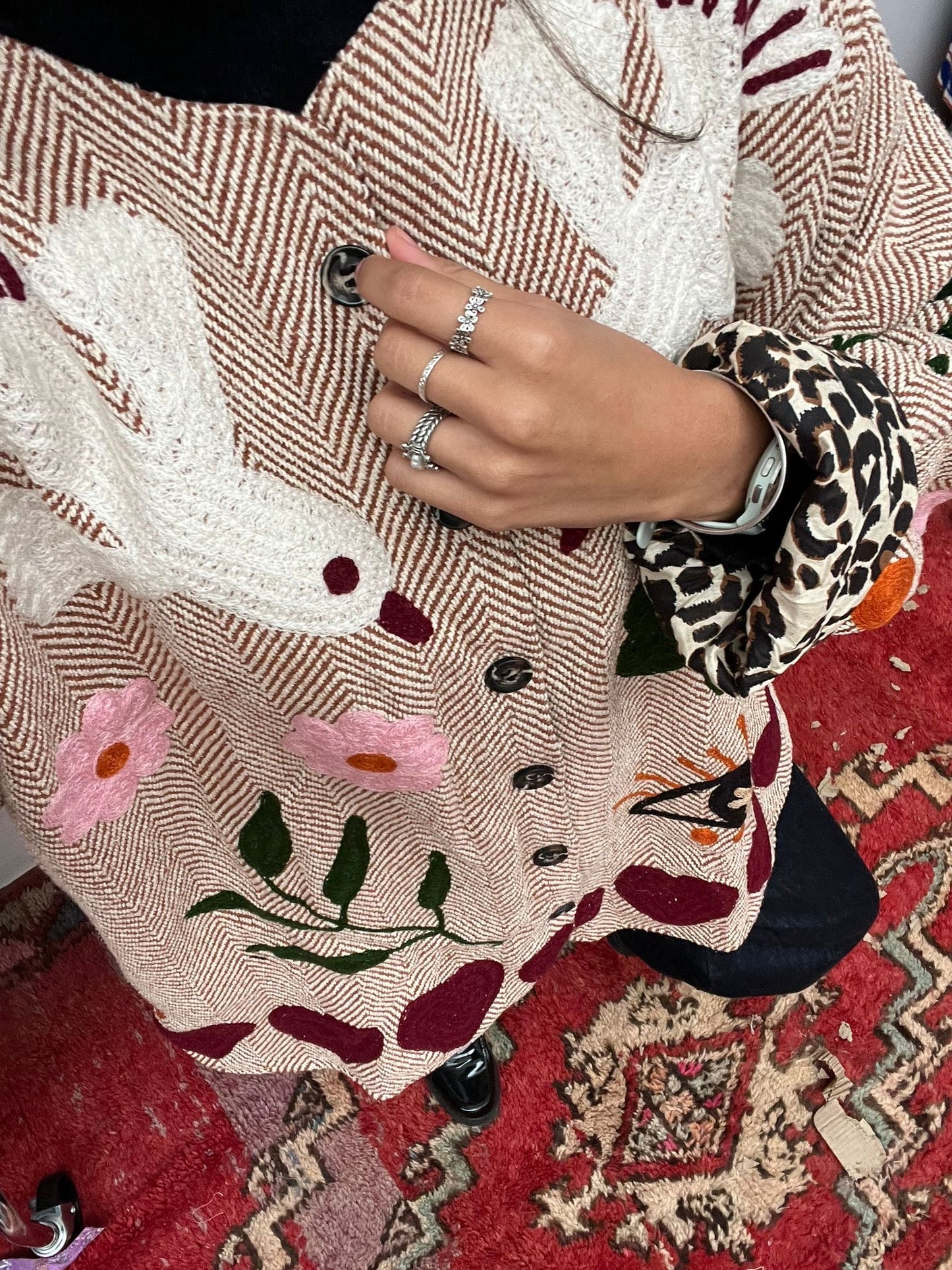 Tweed embroidery jacket birds