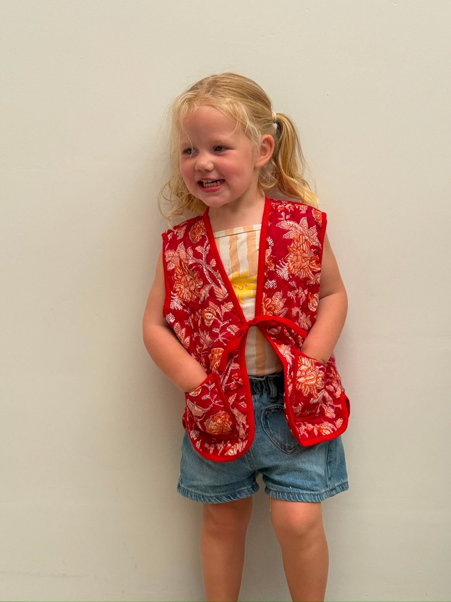 TOUT - Kids Juna Gilet Blockprint
