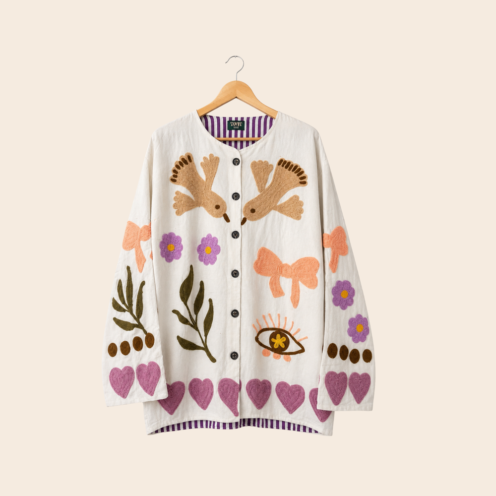 TOUT - Birds Jacket Cotton White