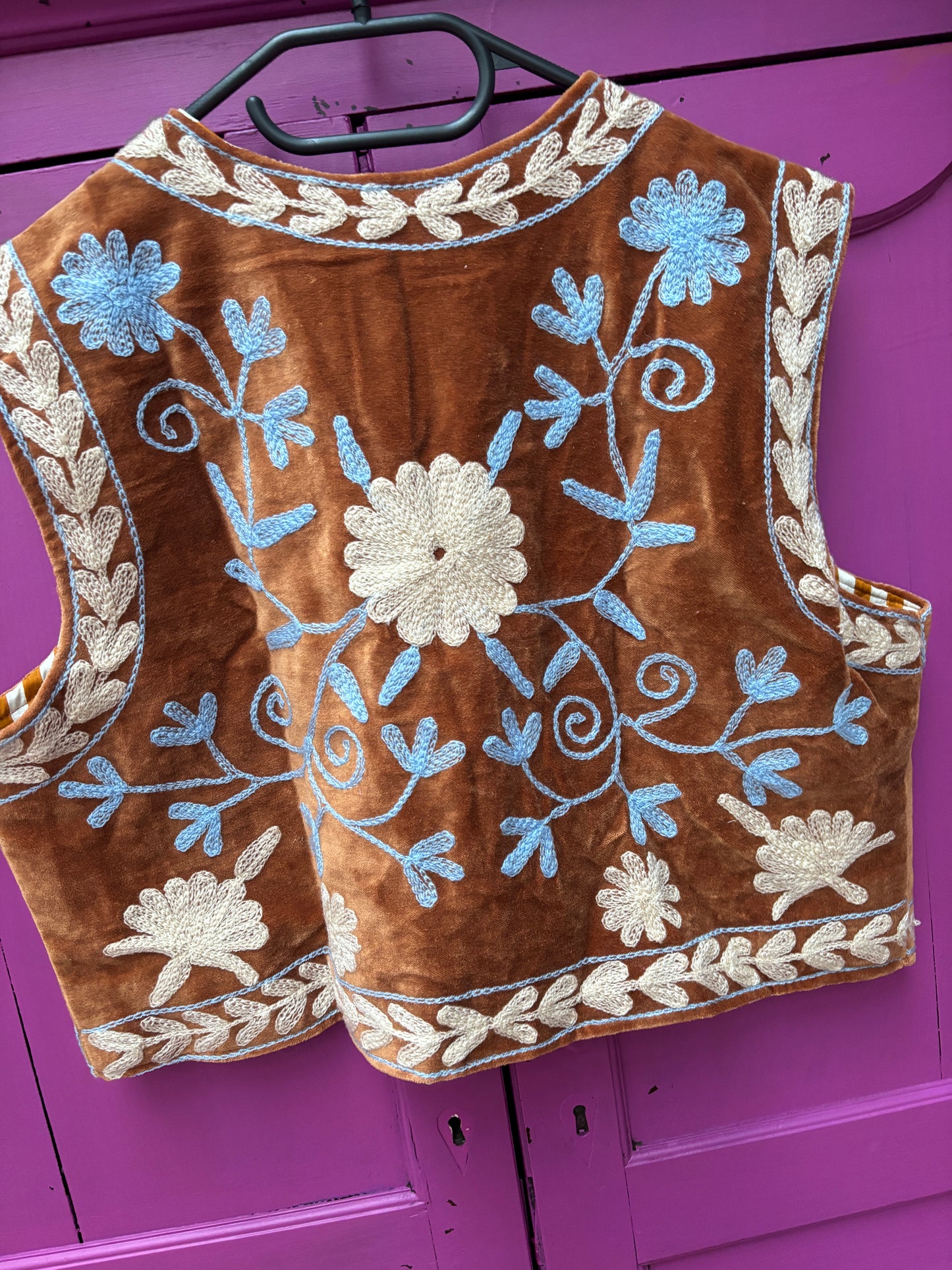 Suzani velvet  Gilet bruin blauw