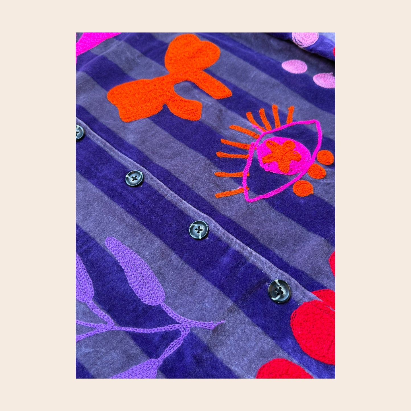 TOUT - Birds Jacket Velvet Purple stripes