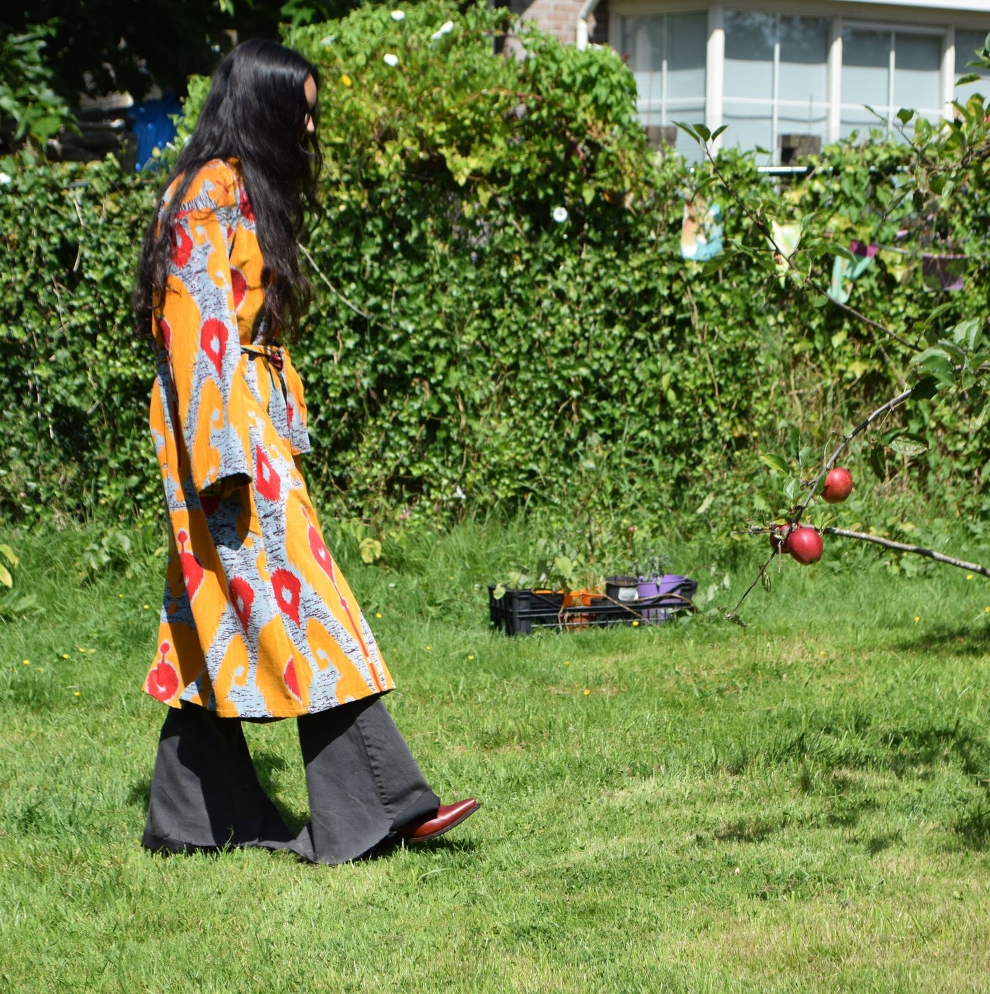 Long velvet kimono