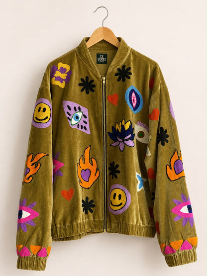 TOUT - Liv Bomber Velvet Olijfgroen UNISEX Oversized
