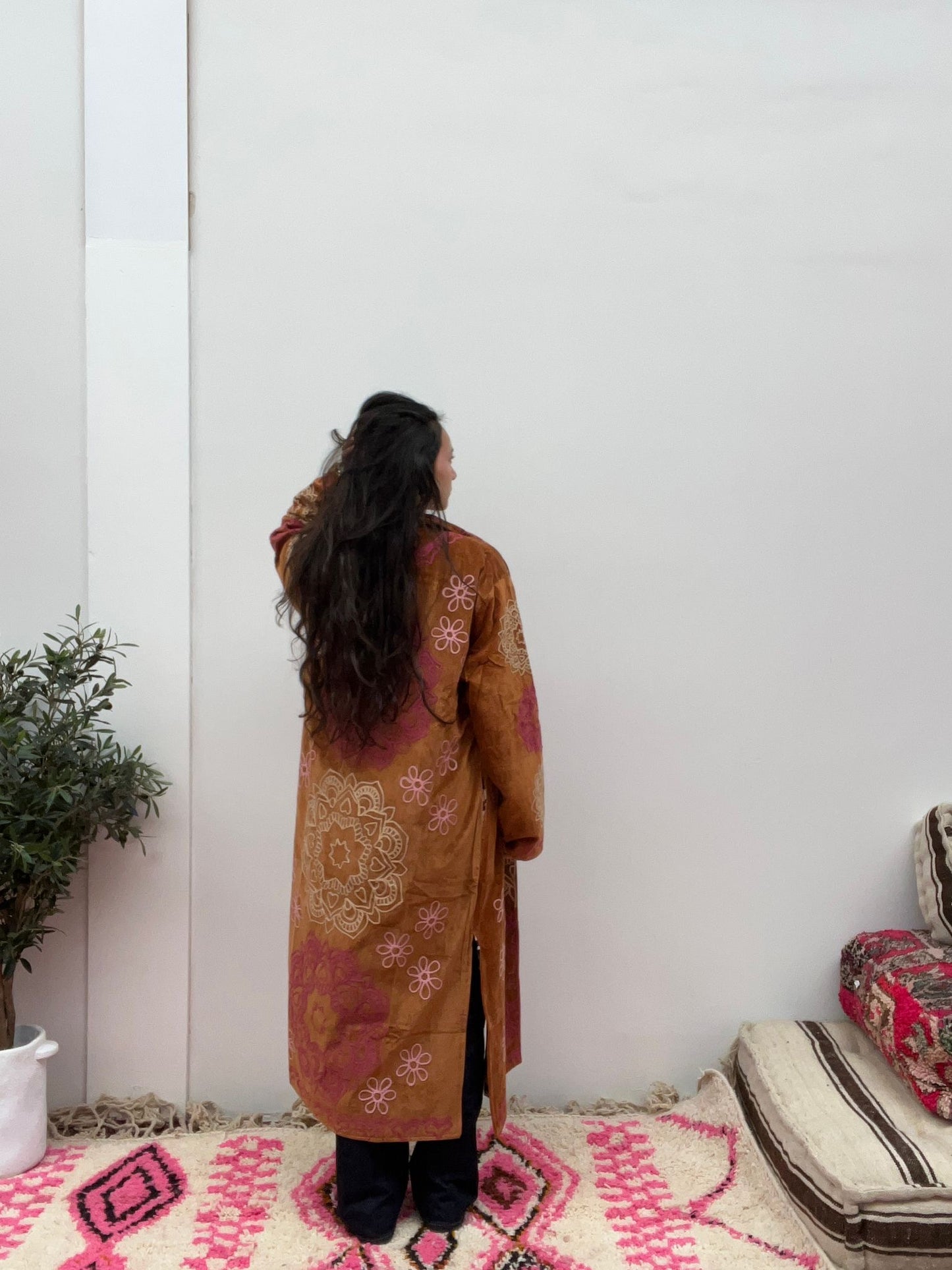 Long velvet Embroidery jas mandala