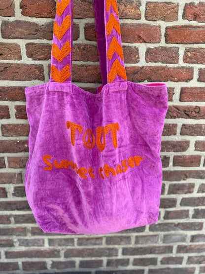 TOUT - Velvet embroidery "Sunsetchaser" tas - All season - one size