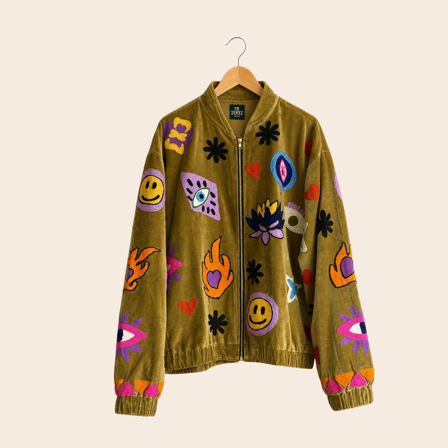 TOUT - Lola Bomber Velvet Olijfgroen
