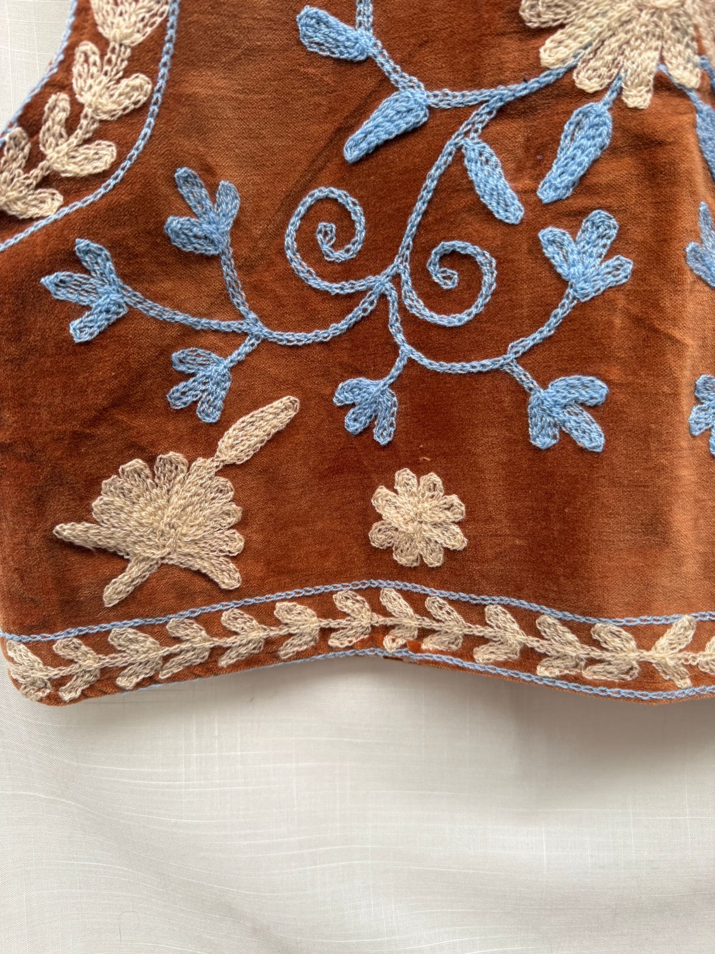 TOUT - Suzani velvet  Gilet bruin blauw
