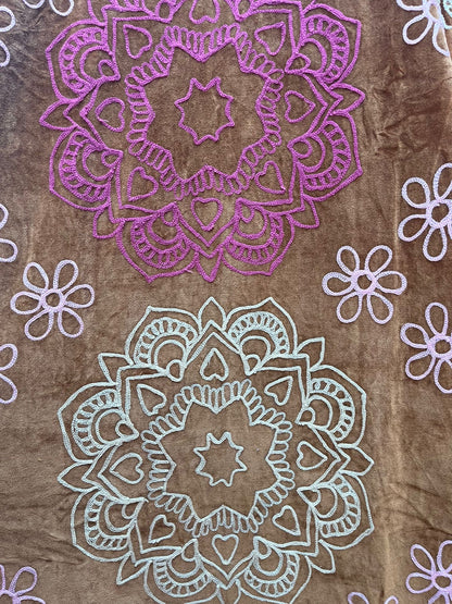 TOUT - Long velvet Embroidery jas mandala - All season - free size (34-44)