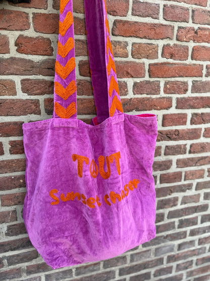 TOUT - Velvet embroidery "Sunsetchaser" tas - All season - one size