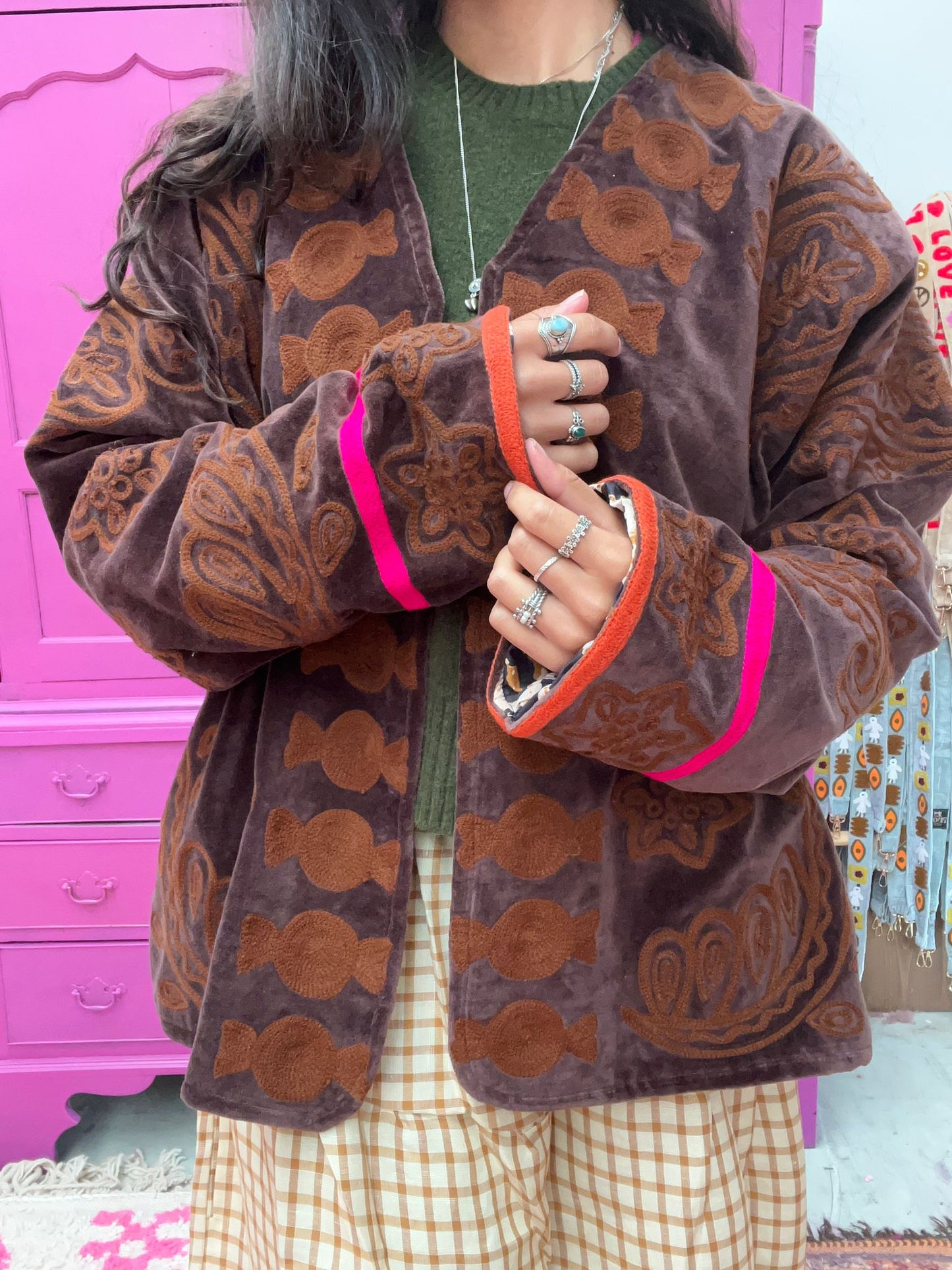 Snake velvet embroidery jacket