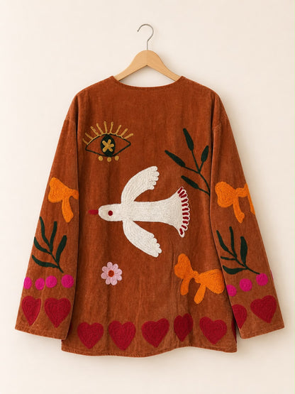 TOUT - Birds Jacket Velvet Roest
