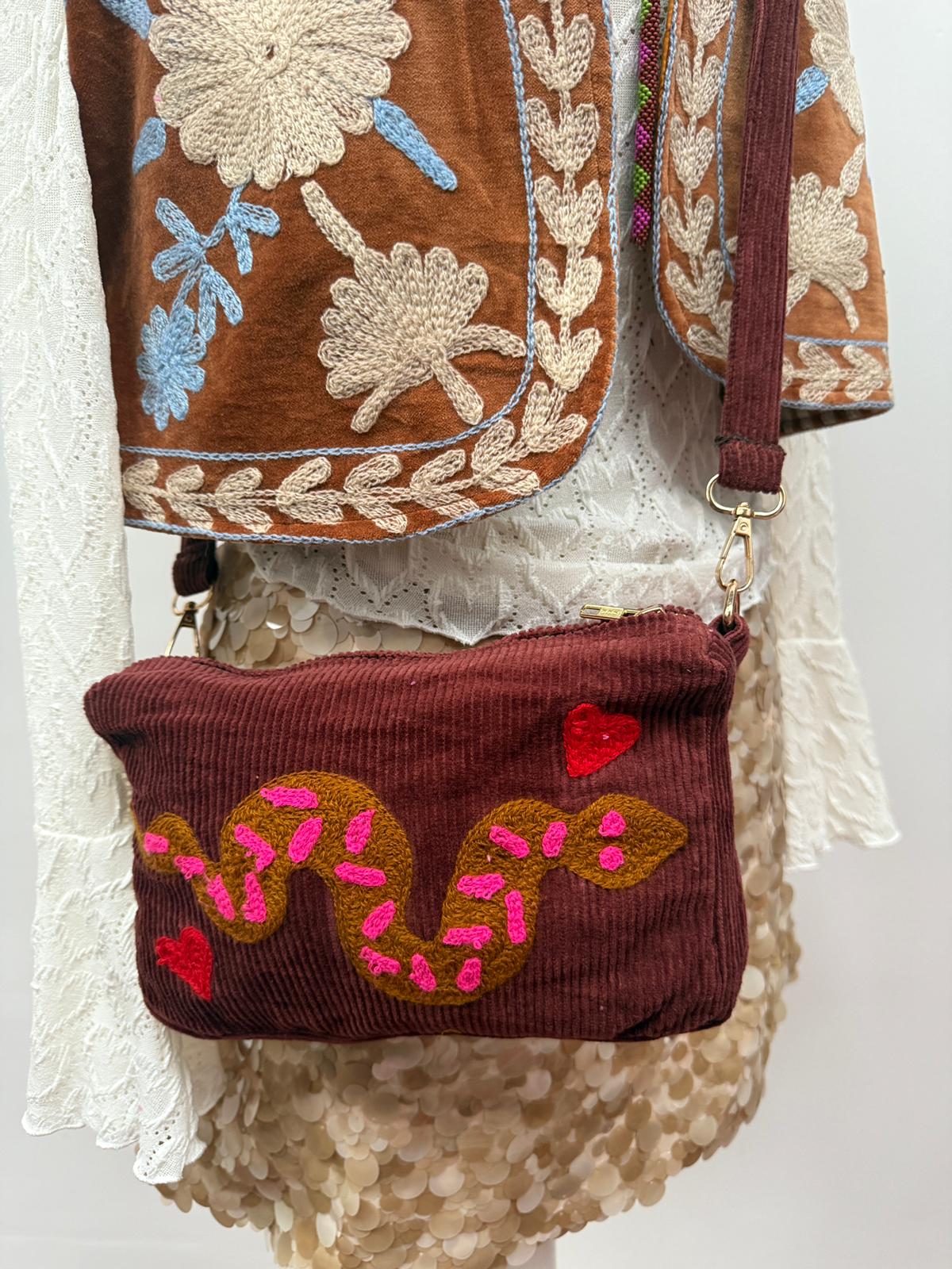 Corduroy embroidery "TOUT" tas
