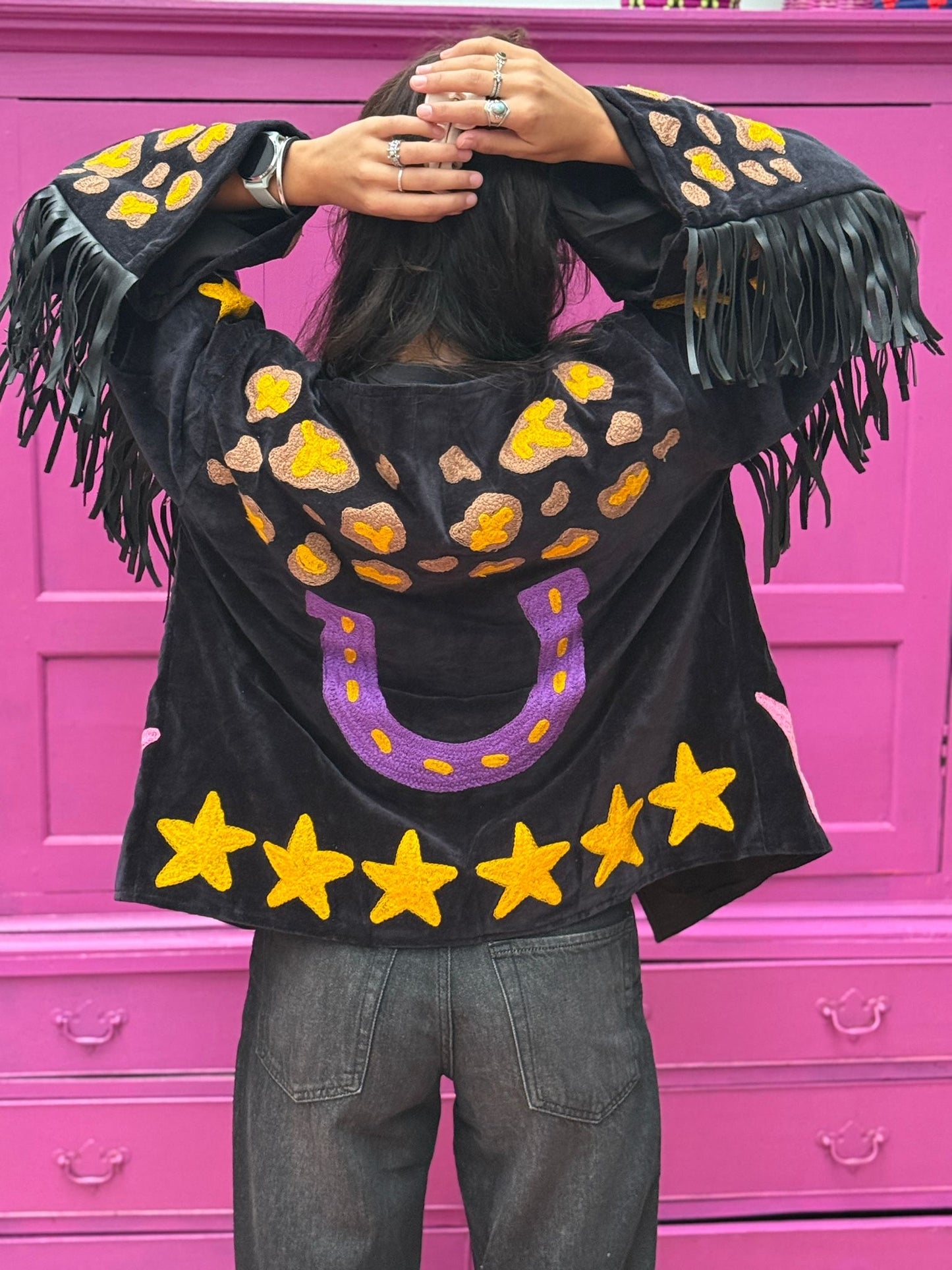 Velvet embroidery jacket Joah jacket fringe