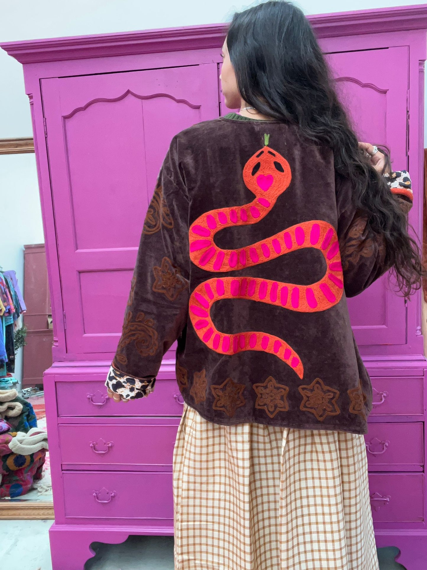 Snake velvet embroidery jacket