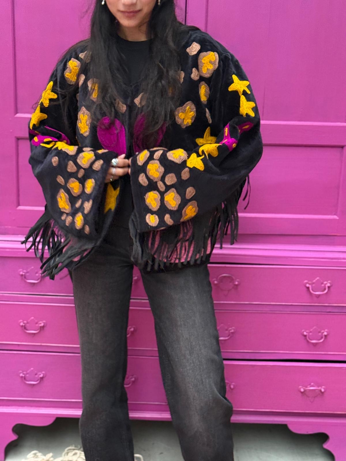 Velvet embroidery jacket Joah jacket fringe