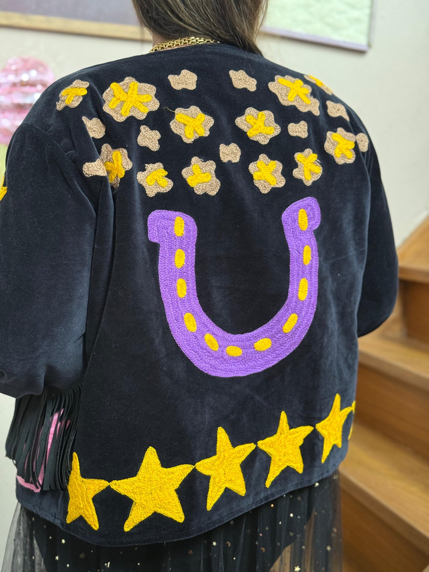 Velvet embroidery jacket Joah jacket fringe