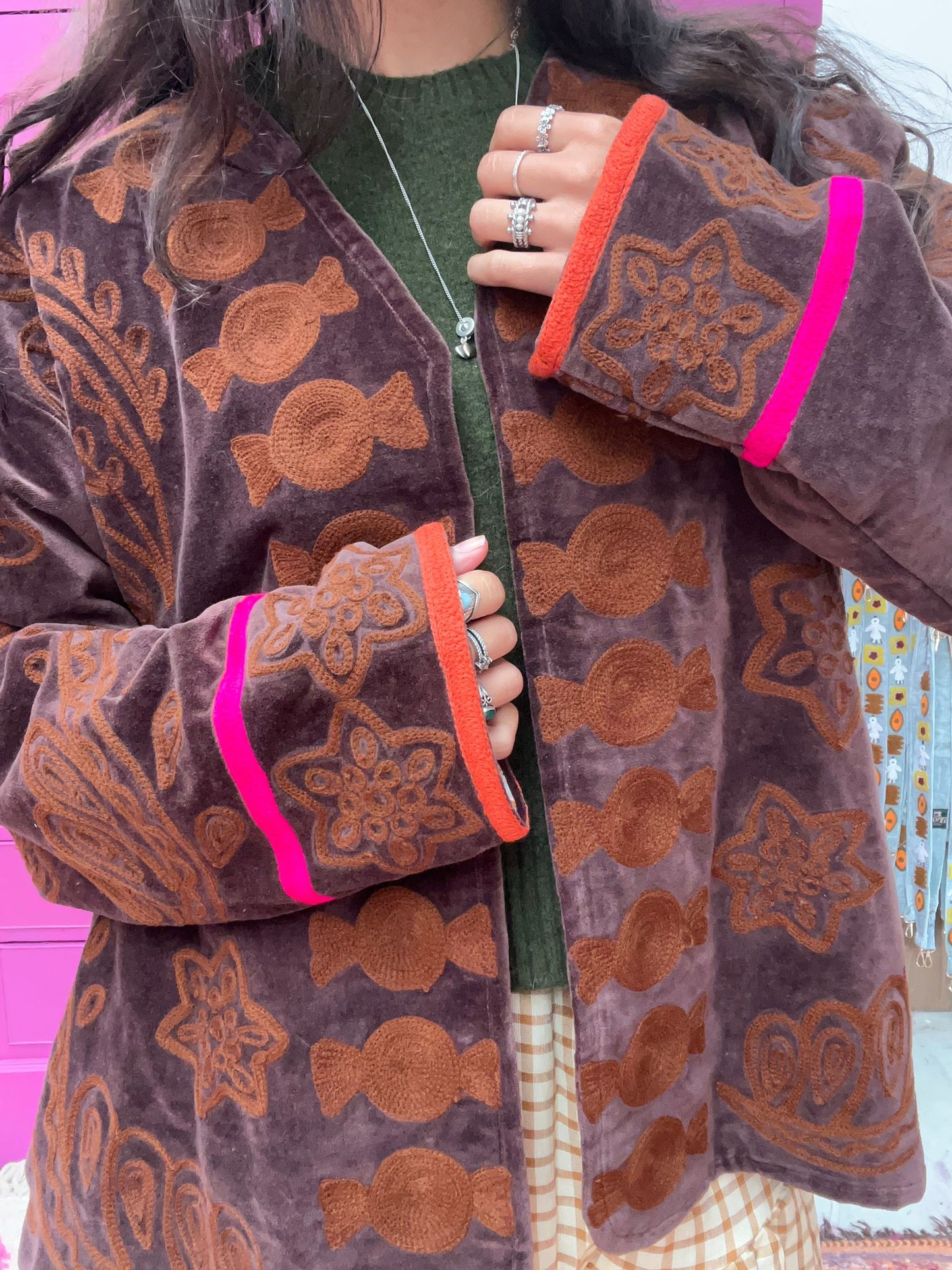 Snake velvet embroidery jacket