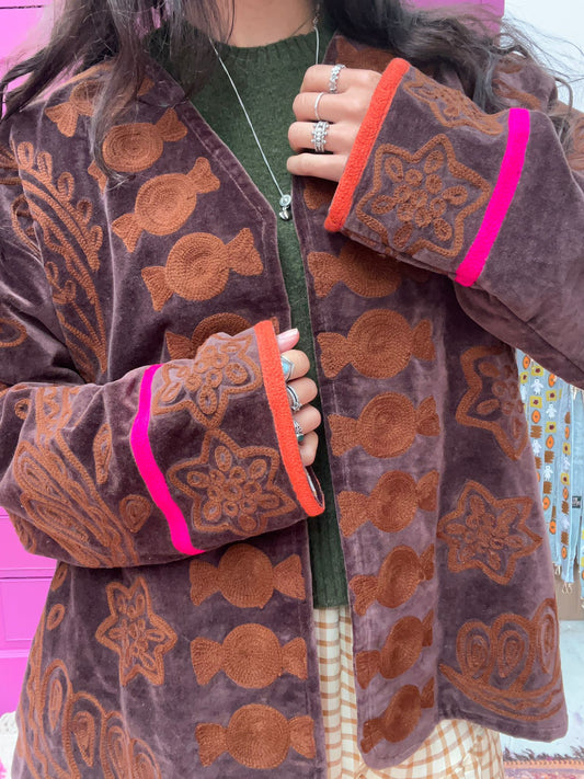 Snake velvet embroidery jacket