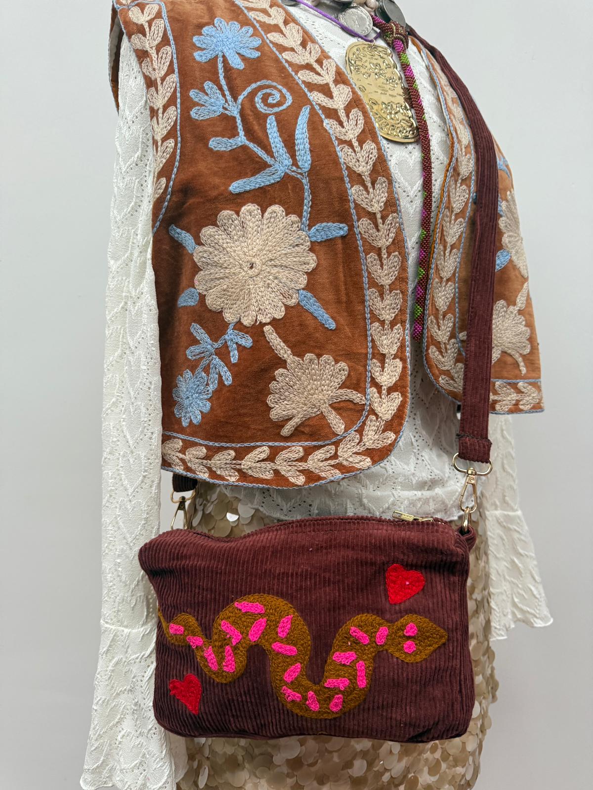 Corduroy embroidery "TOUT" tas