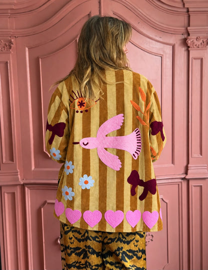 TOUT - Birds Jacket Oker stripes