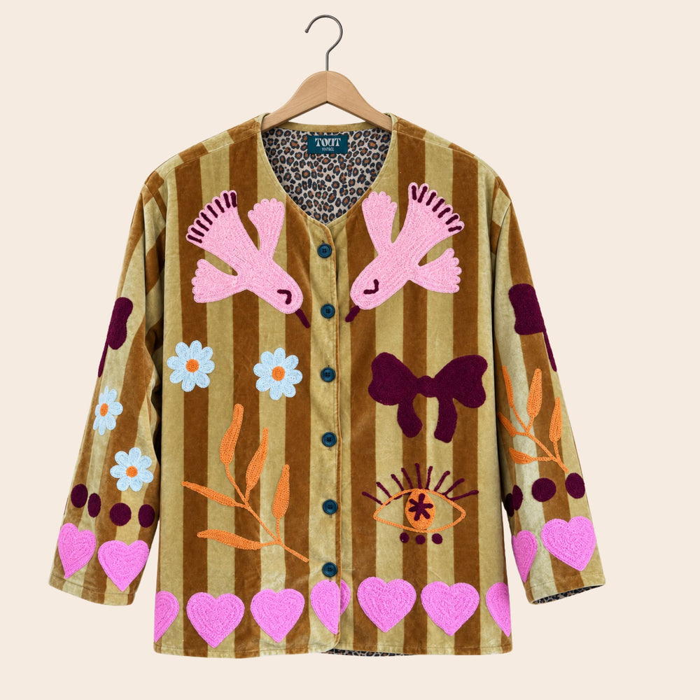 TOUT - Birds Jacket Oker stripes