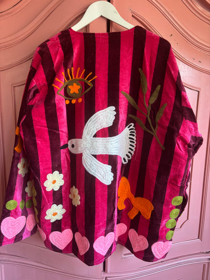 TOUT - Birds Jacket Pink stripes