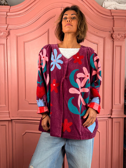 TOUT - Soof A-lijn Velvet jacket Plum pink