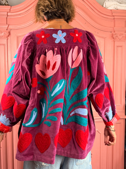 TOUT - Soof A-lijn Velvet jacket Plum pink