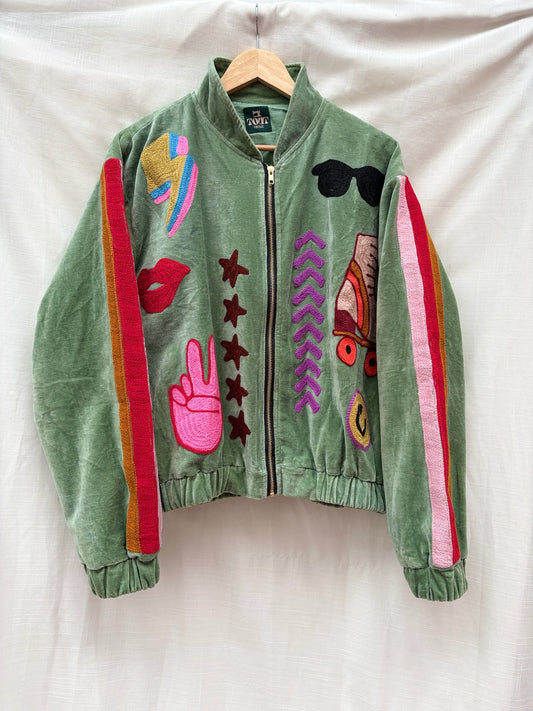 TOUT - Lola Bomber Velvet Green