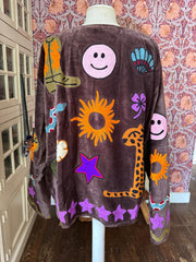 Velvet embroidery Ella jacket brown