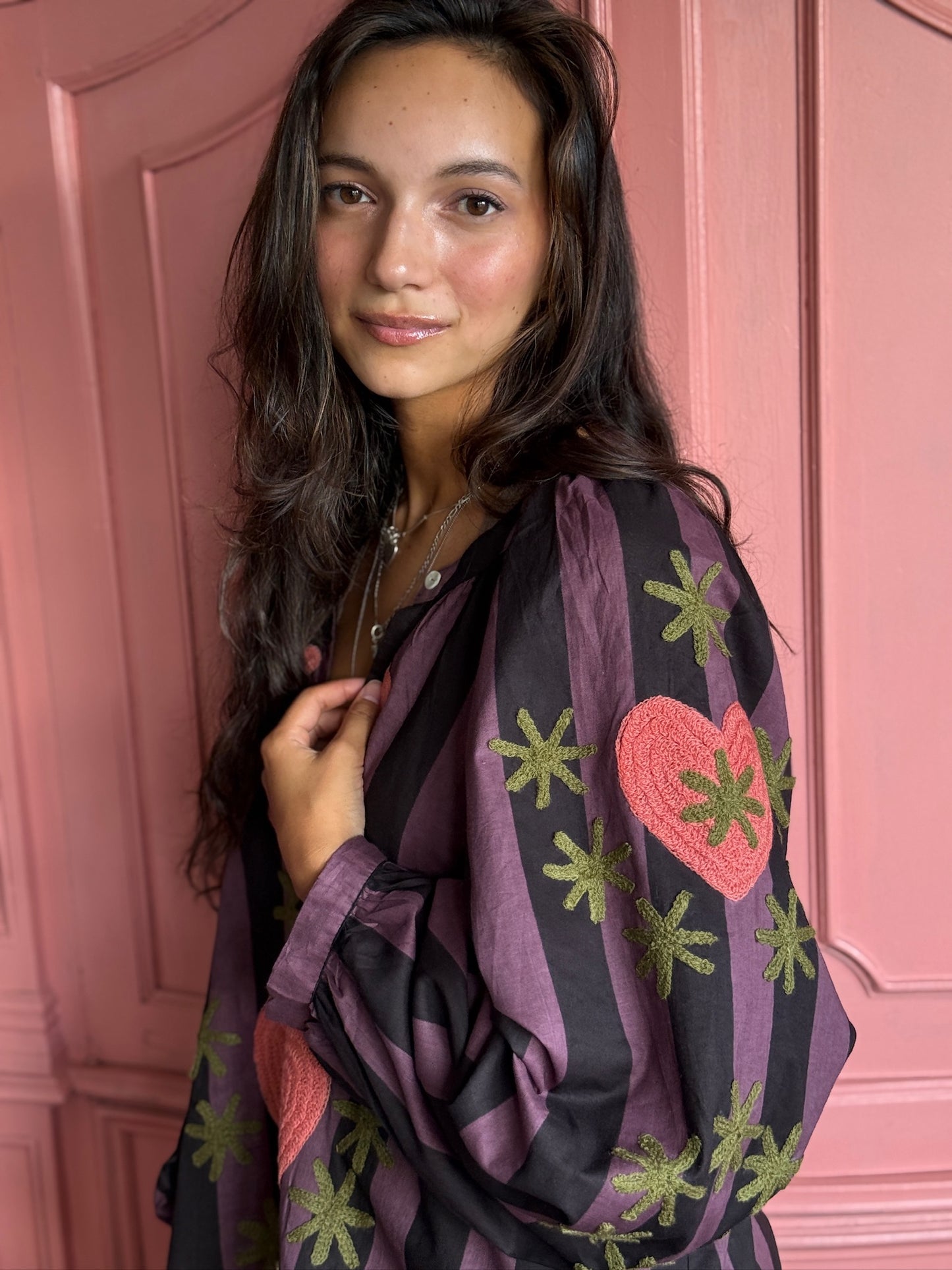TOUT - Blouse Purple Stripe Heart