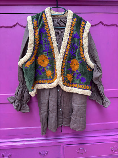 TOUT - Velvet gilet teddy PURPLE ORANGE - All season - free size (34-44)
