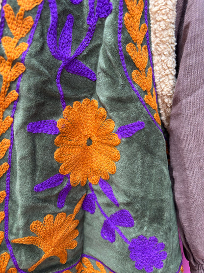 TOUT - Velvet gilet teddy PURPLE ORANGE - All season - free size (34-44)