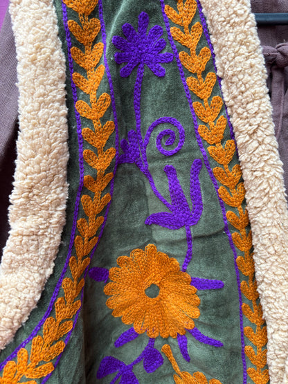 TOUT - Velvet gilet teddy PURPLE ORANGE - All season - free size (34-44)