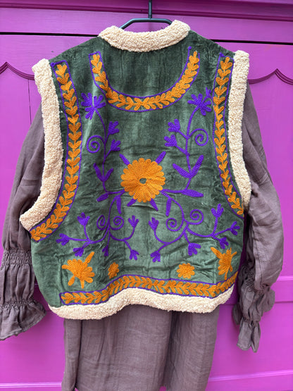 TOUT - Velvet gilet teddy PURPLE ORANGE - All season - free size (34-44)