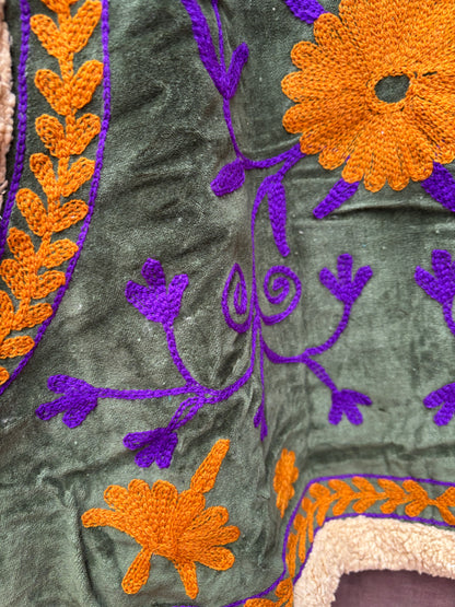 TOUT - Velvet gilet teddy PURPLE ORANGE - All season - free size (34-44)