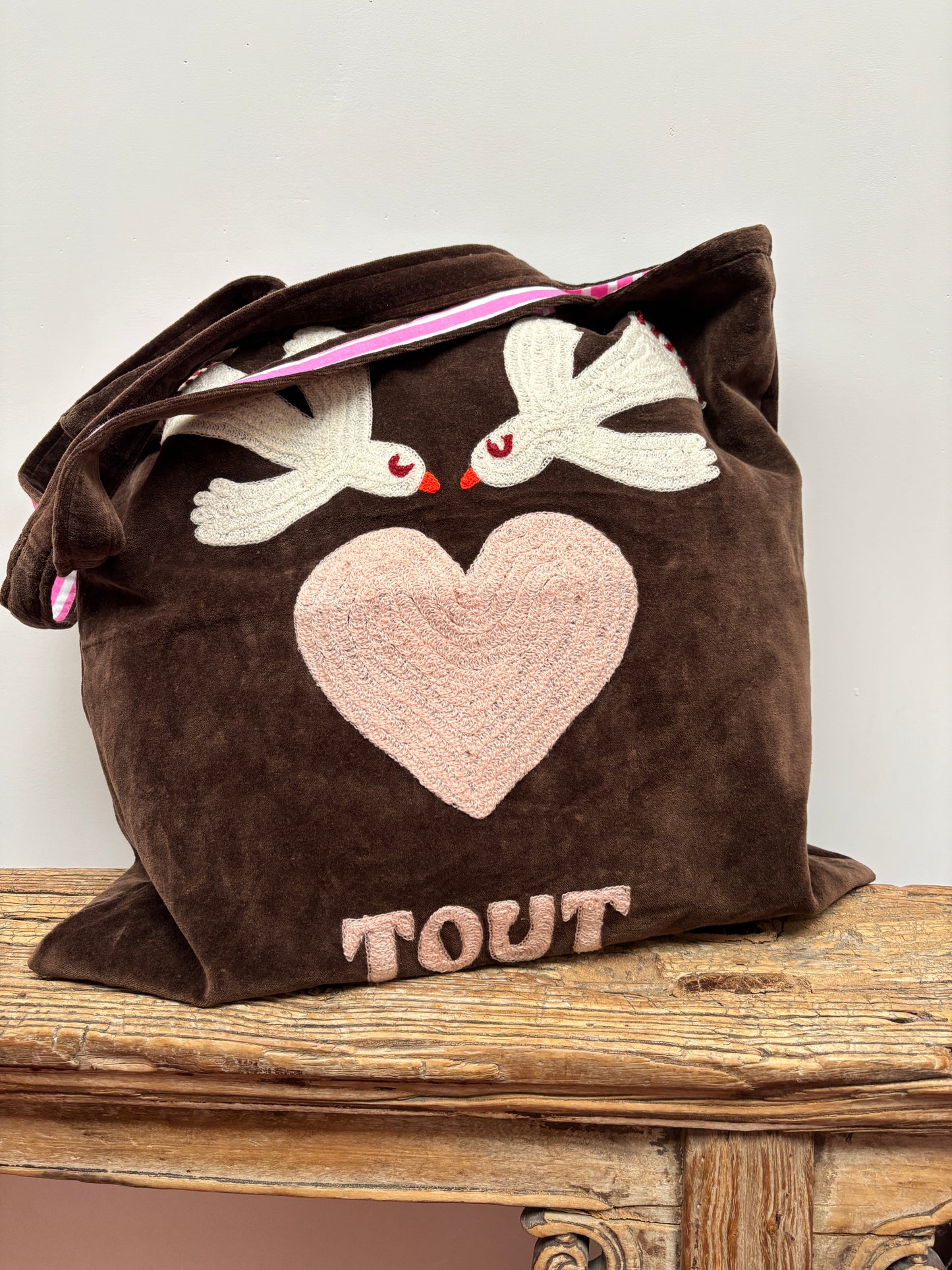 Velvet embroidery "BIRD TOUT" tas