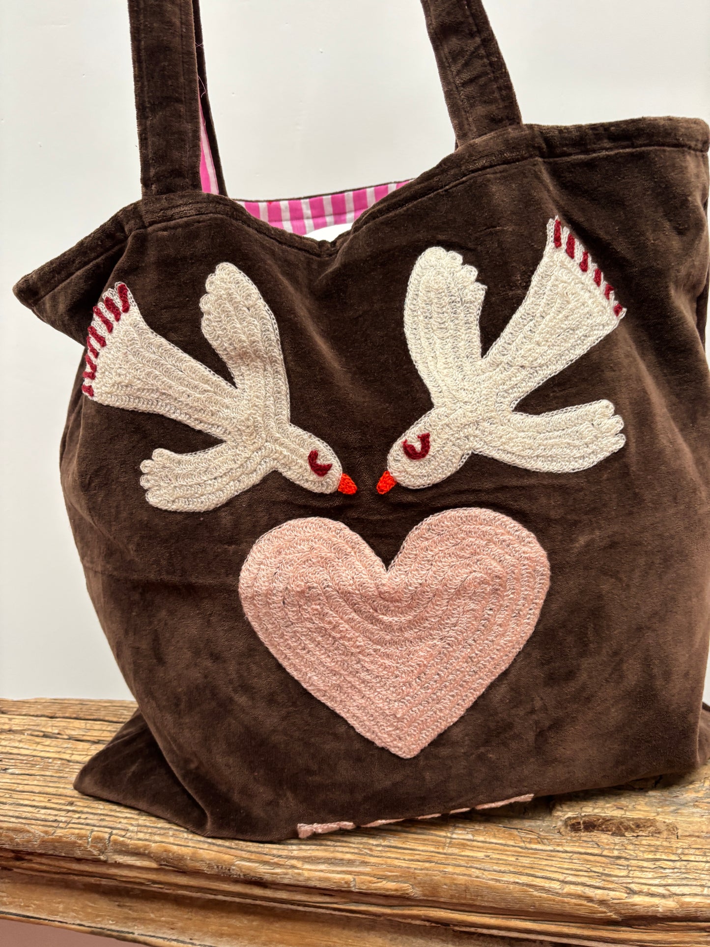 Velvet embroidery "BIRD TOUT" tas