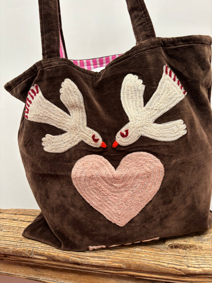 TOUT - Velvet embroidery "BIRD TOUT" tas - All season - free size