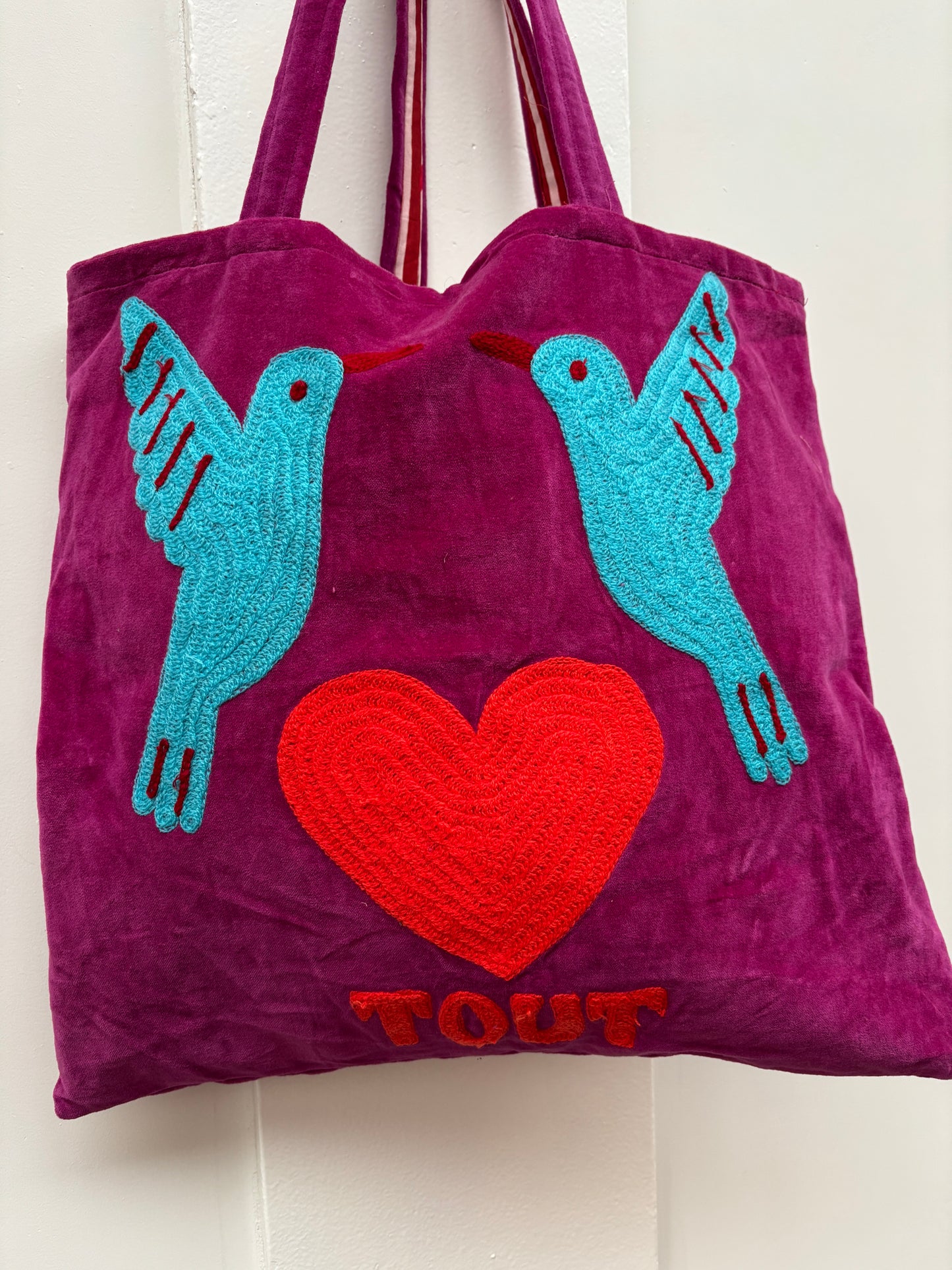 Velvet embroidery "BIRD TOUT" tas