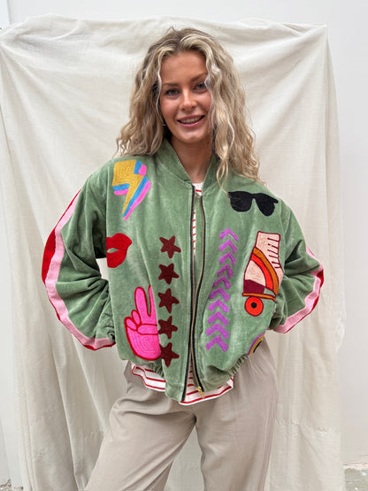 TOUT - Lola Bomber Velvet Green