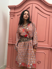 Blockprints  jurk midi Roest