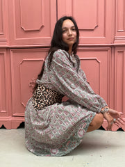 Blockprints  jurk midi green