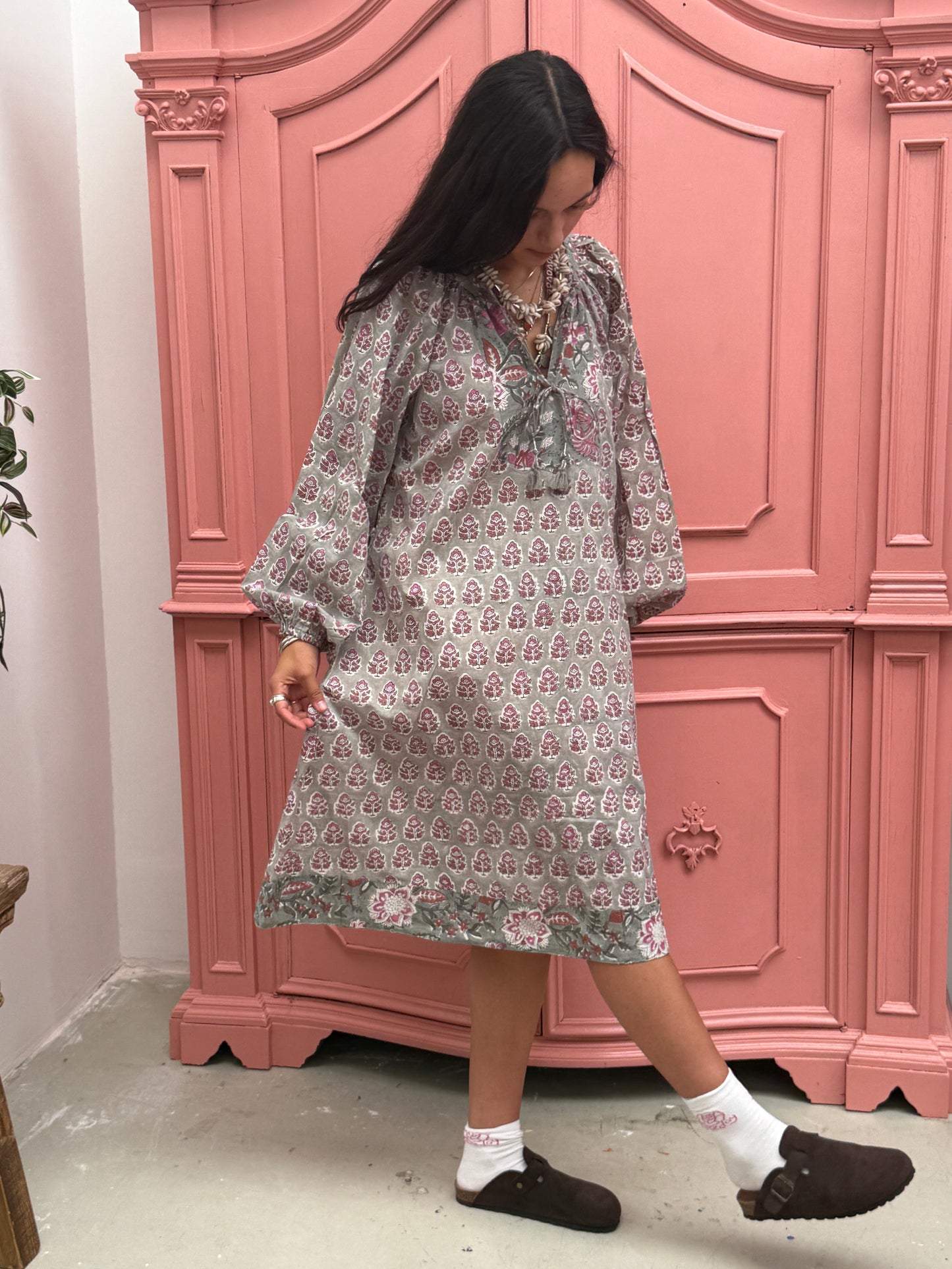 Blockprints  jurk midi green