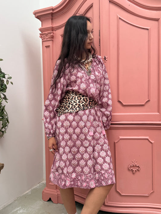 Blockprints  jurk midi Mauve