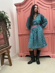 Blockprints  jurk turq maxi